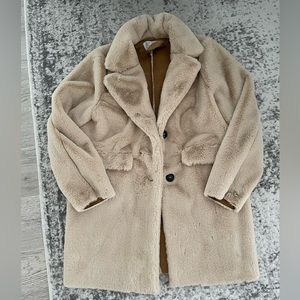 Zara Cream Faux Fur Coat
